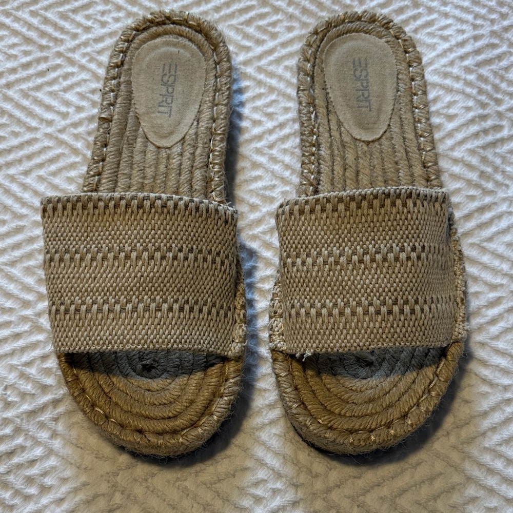 Esprit Beige Woven Espadrille Slides